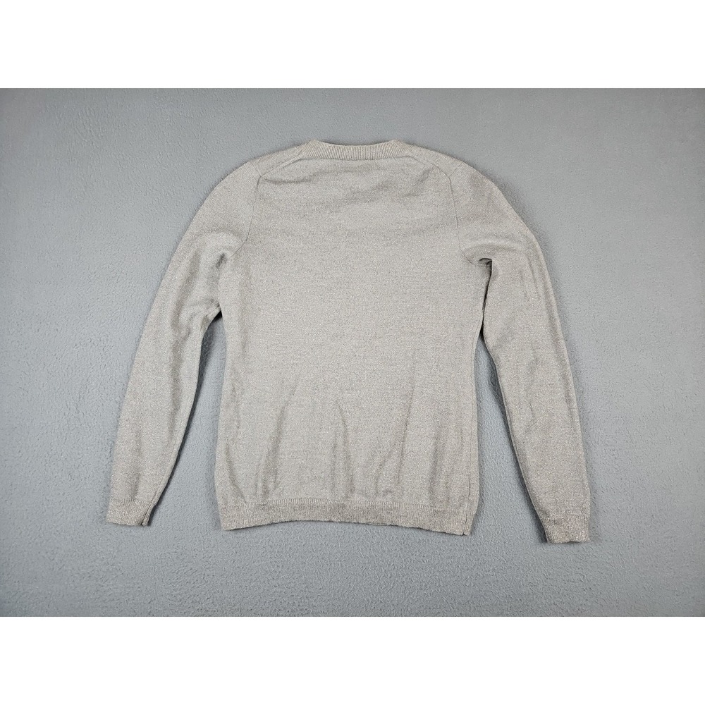 Banana Republic Women XS Petite Sweater Fine Italian Merino Wool Silver Metallic - Picture 7 of 9